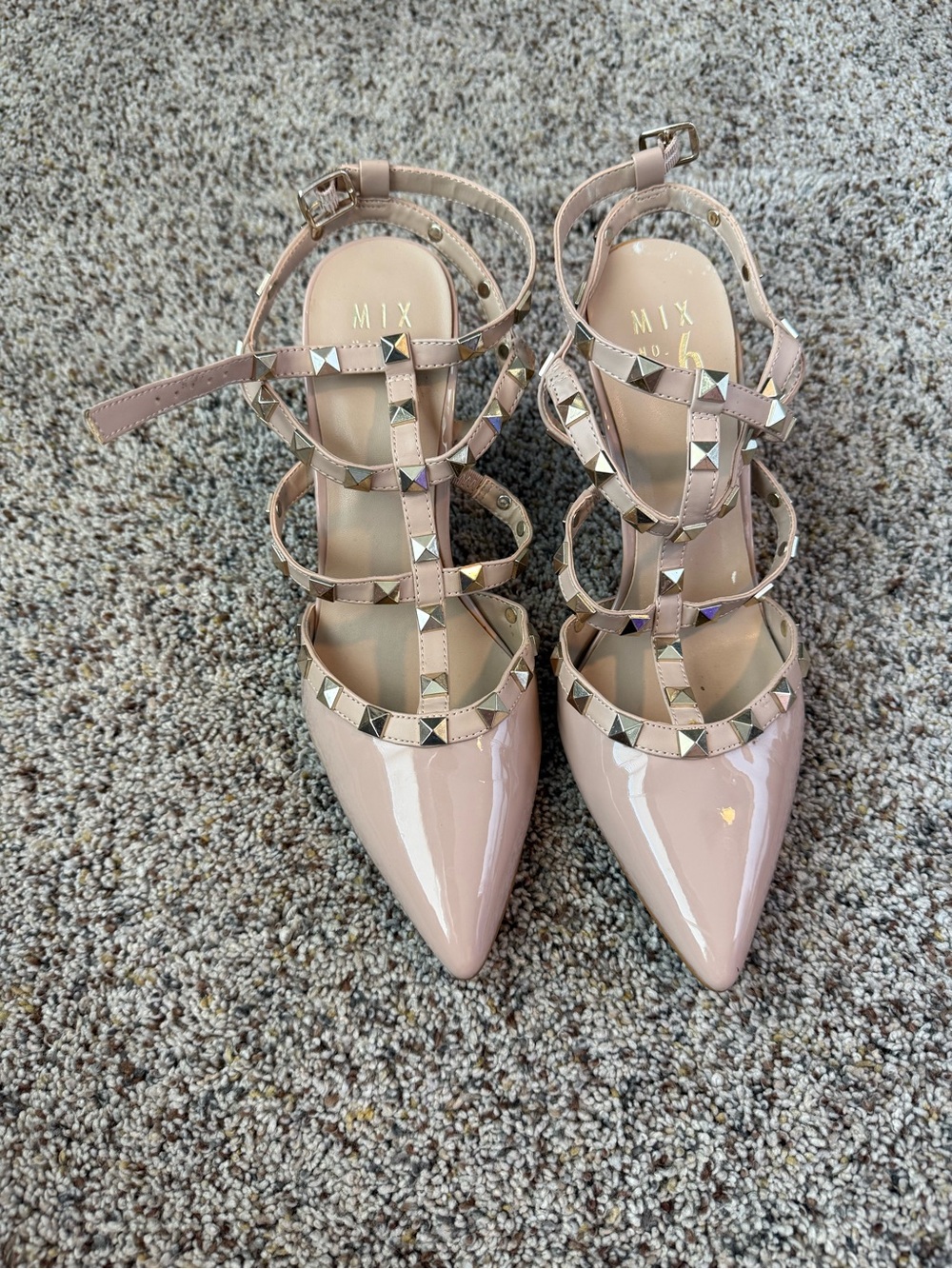 Mix No. 6 Women’s Mix No. 6 Nude Studded Heels with Pointed Toe - Size 8